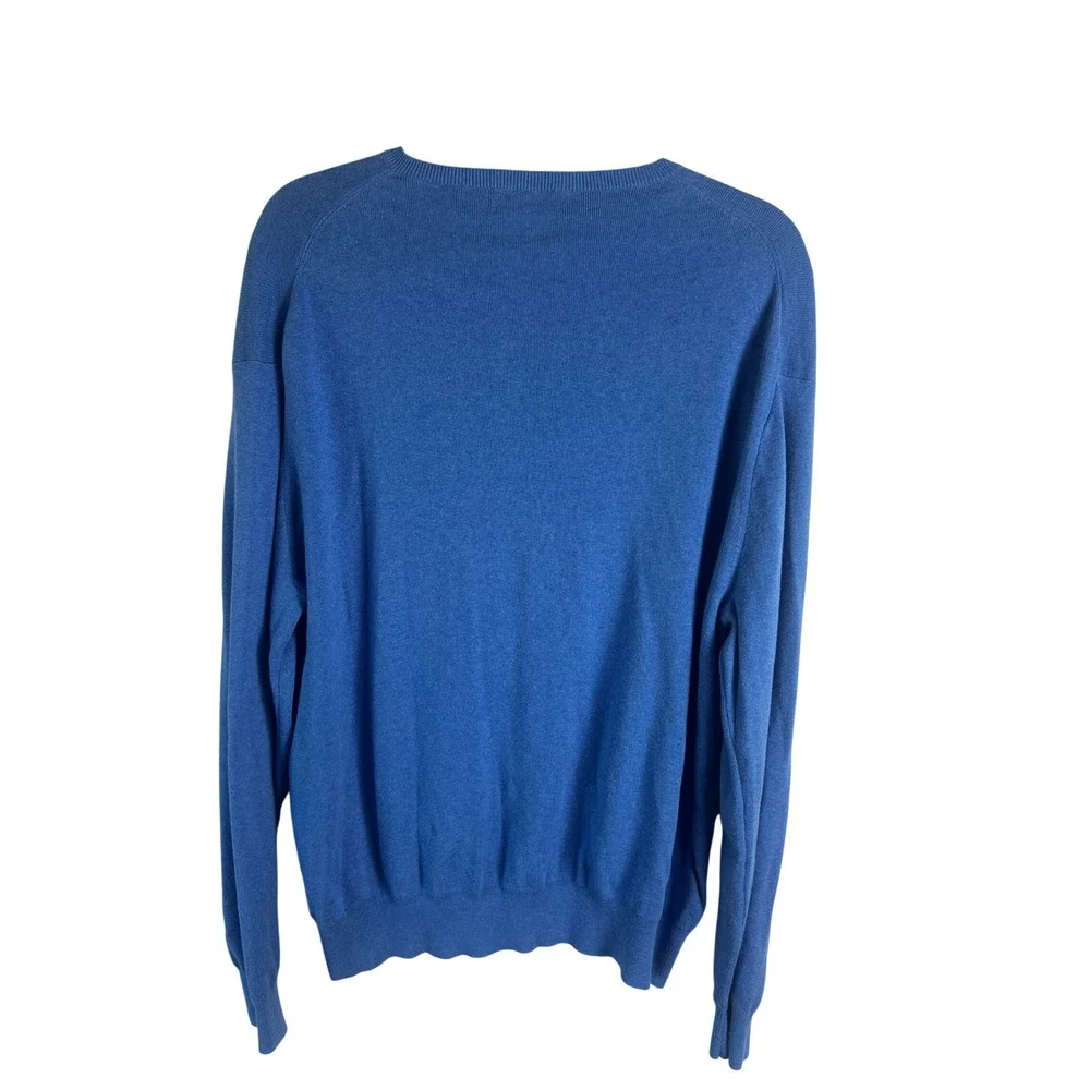 Polo Ralph Lauren Blue V-Neck Sweater Size XL Long Sleeve Pima Cotton Preppy